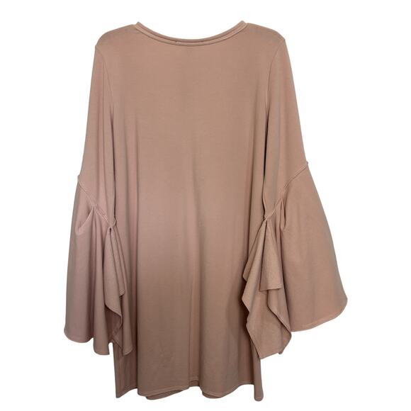 Boston Proper Light Pink Bell Sleeve Mini Sweatshirt Dress Size Large Comfy - Picture 2 of 6